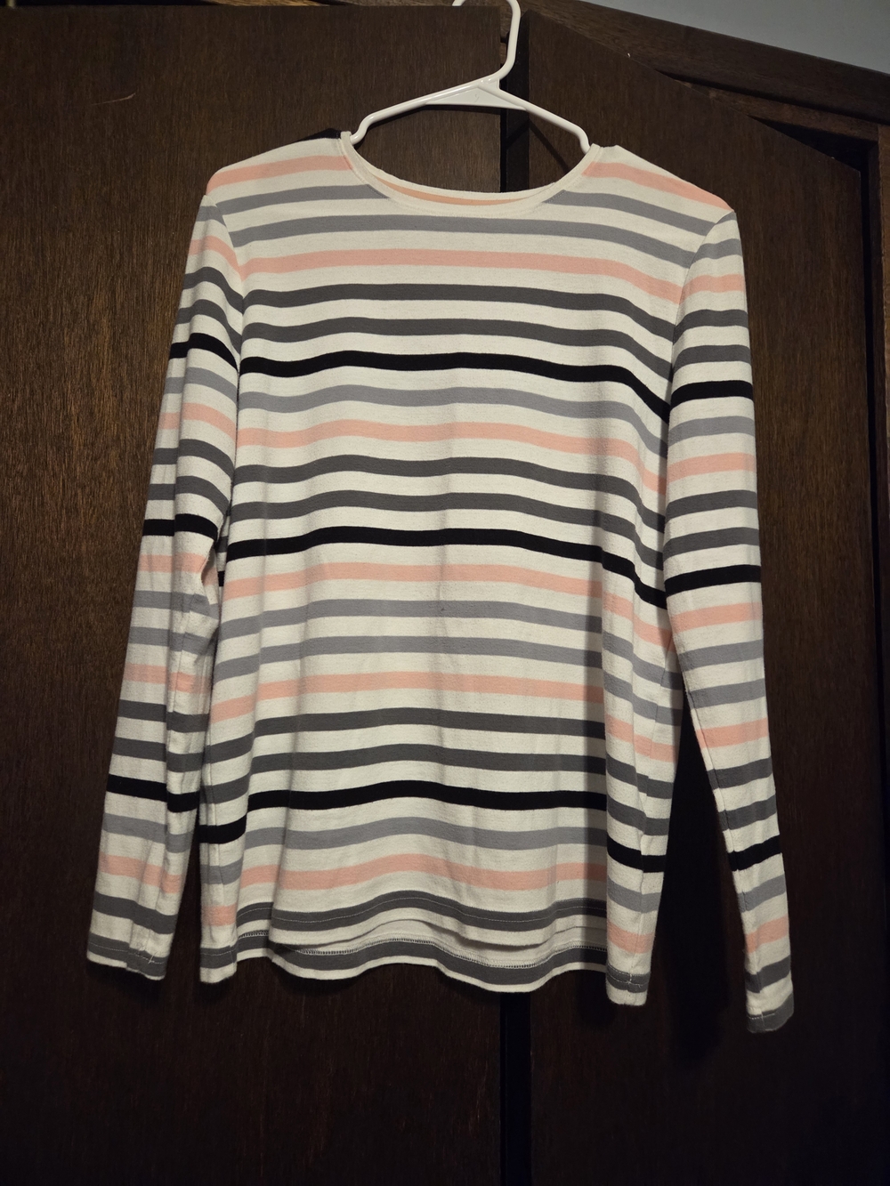 croft & barrow Striped Long-Sleeve Tee in Pink, Gray, Black & White